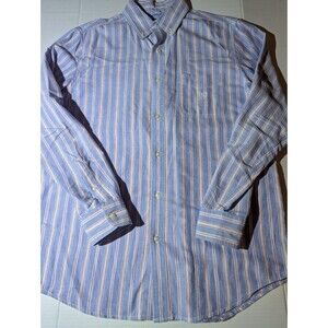 Ralph Lauren Chaps Shirt Medium Mens Blue Striped Regular Fit Long Sleeve